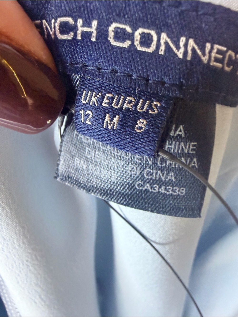 French Connection Whisper Belted Straight Neck Dress Light Dream Blue Size 8 NWT - Picture 16 of 16